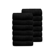 TRIDENT Feather Touch, 100% Cotton, Highly Absorbent, Super Soft, 12 Piece Wash Cloth Set, 500 GSM, Black Coal