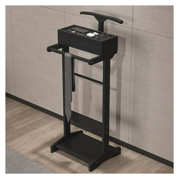 Valet Stand for Man,Clothes Stand with Top Tray,Used in Entryway Office Living Room,Black