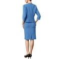 thumbnail image 3 of INSPIRE CHIC Skirt Suit Set for Women's 2 Piece Business Formal Office Work Collarless Blazer Pencil Skirts XS Blue, 3 of 6