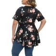 thumbnail image 2 of Gocolloa Plus Size Tops for Women 2025 Summer Short Sleeve V Neck Casual Shirts Dressy Pleated Wrap Tunic Top Blouses P168 Floral Print 1X, 2 of 6