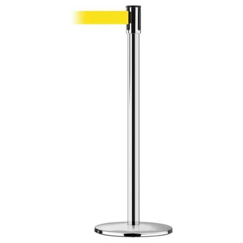 TENSABARRIER 890U-1P-1P-1P-STD-NO-Y5X-C Barrier Post w/ Belt,7-1/2 ft. L,Yellow