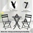 thumbnail image 5 of Ataucjin 3-Piece Outdoor Bistro Set, Folding Patio Bistro Sets with 1 Table and 2 Chairs, Metal Frame Bistro Table and Chairs Set of 2 for Small Space, Indoor, Outdoor, Porch, Lawn, Balcony, 5 of 8