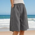 thumbnail image 4 of Shorts for Women Summer Linen Wide Leg Loose Fit Comfy Casual Beach Shorts S-2XL, 4 of 7