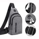 thumbnail image 3 of Bolsa de pecho de moda gris con orificio para USB y auriculares, mochila con correa cruzada multipropósito, 3 of 9