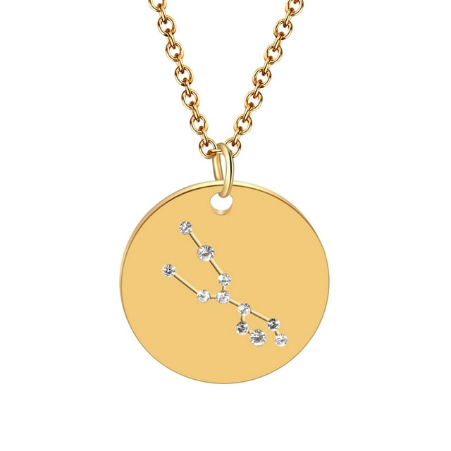 WREESH Collier en Acier Titane à Diamants Sertis, Mode, 12 Constellations, Bijoux
