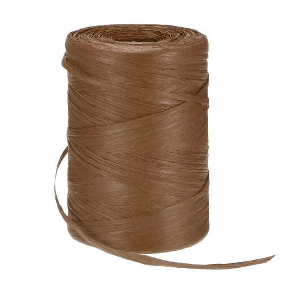 Uxcell Raffia Yarn for Crochet, 328 Yards 5mm Raffia Paper Ribbon Flat String for DIY Crafts[Dark Brown]