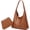 A Brown, variant on Slouchy Hobo Bags for Women Tote Bag Retro PU Leather Crossbody Purse Soft Shoulder Purses 2pcs Work College Handbags