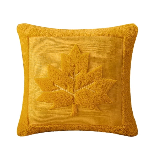 Gnwei Maple Leaf Fall Pillow Covers 18"x18" Embroidered Faux Throw Pillow Covers Soft Fluffy Decorative Cushion Cases for Couch Thanksgiving Autumn Farmhouse Home Décor