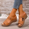 thumbnail image 2 of Heels for Women Solid Color Orthopedic Wedge Sandals Antislip Slip on Platform Walking Shoes Fashion Casual Slides Brown Size 6.5, 2 of 7