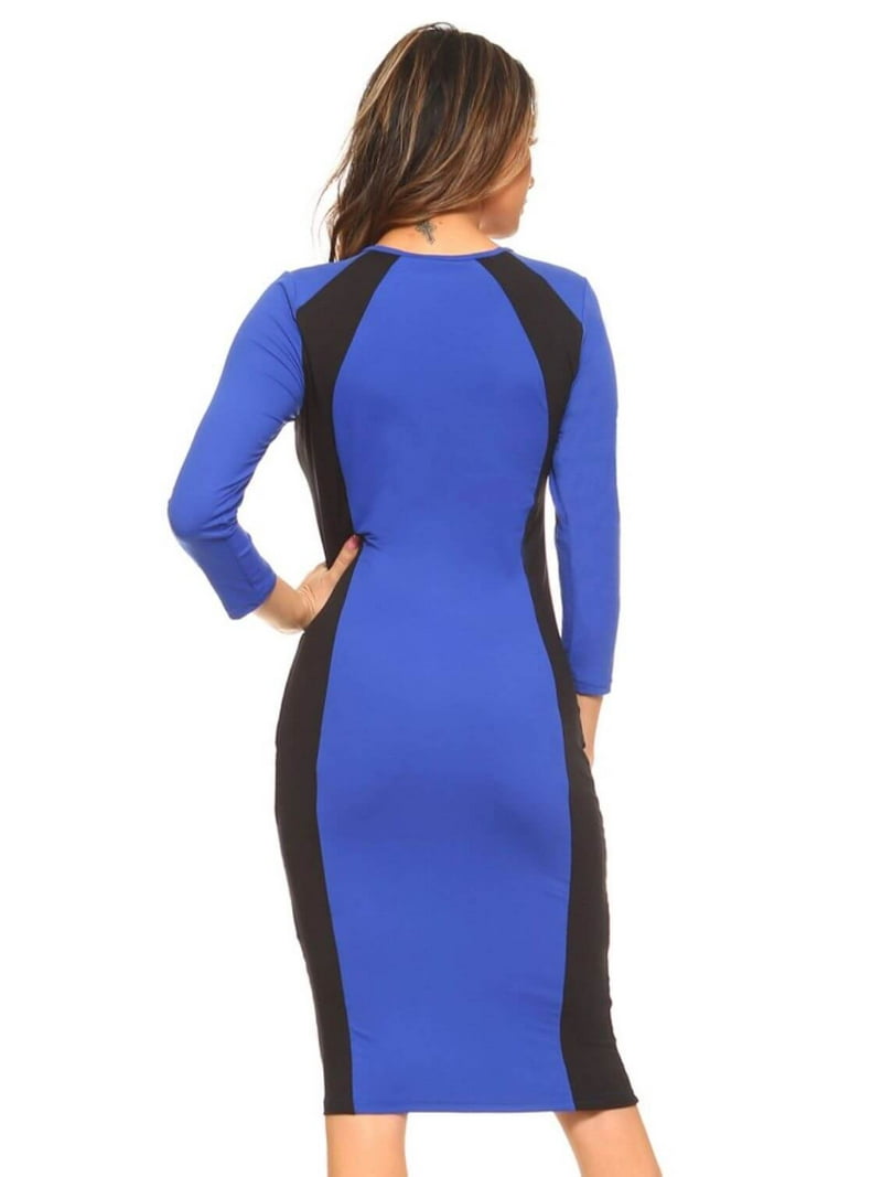 knee length dresses for ladies Dark Blue Long Sleeve Linen Maxi Dress main image 0