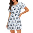 thumbnail image 1 of Easygdp Skiing Penguin Funny Camisón de manga corta para mujer, informal, estampado, 1 of 6