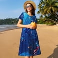 thumbnail image 4 of Balery Deep Sea Glowing Fishes Vestidos sueltos de manga corta para mujer, vestidos de verano 2025, vestidos casuales de corte A con vuelo., 4 of 6