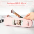 thumbnail image 2 of Unique Bargains Silicone Makeup Brush Holder Travel Essentials Makeup Brush Organizer with Mirror Makeup Brush Bag Pink, 2 of 7