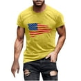thumbnail image 2 of Elvqul Fourth of July Shirts for Men Summer Yellow Pullover Independence Day T Shirts American Flag Round Neck Fashion Mens Shirts Star, 2 of 5