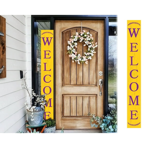 72" Rustic Yellow Welcome Porch Sign | Farmhouse Outdoor Entry Decor