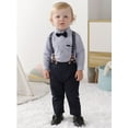 thumbnail image 5 of Toddler Boys Outfits Suits Baby Formal Party Clothes Striped Shirt Suspender Pants Tie 12 Months-5T, 5 of 11