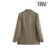 thumbnail image 2 of TRAF-chaqueta a cuadros de doble botonadura para mujer, abrigo Vintage de manga larga con bolsillos y solapa, prendas de vestir exteriores, prendas de vestir elegantes, 2 of 5