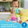 thumbnail image 3 of Fisher-Price Rock-a-Stack Pink Ring-Stacking Toy for Developmental Play for Baby & Toddler, Plastic, 3 of 8