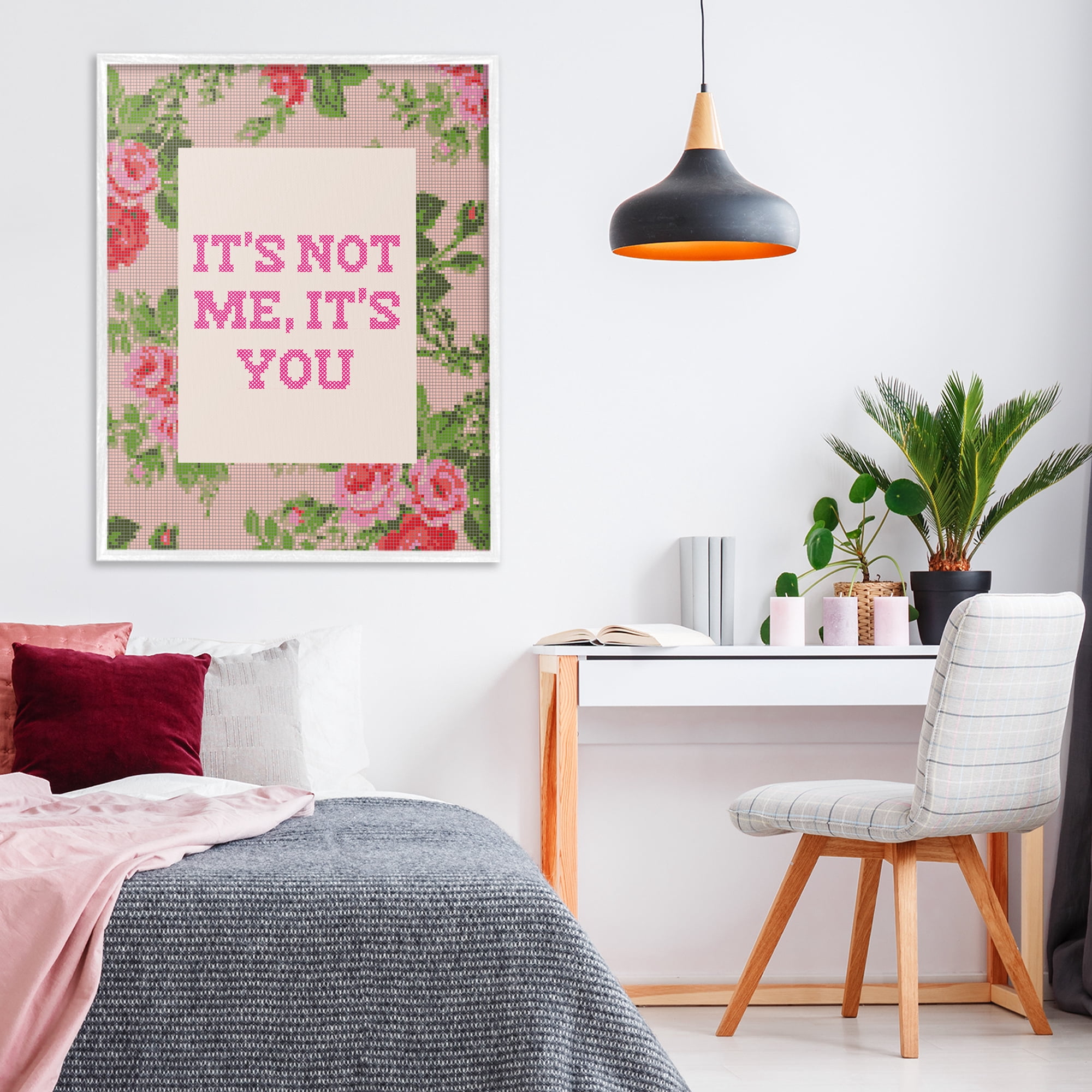 Stupell Industries Not Me It's You Faux Cross Stitch White Framed Giclee Art, design by Lil' Rue