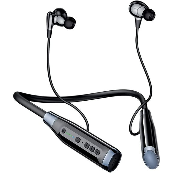 Bluetooth 5.0 Neckband Earphones with 120 Hours Playtime, Wireless Headphones with Mic, IPX5 Earbuds for Running, Magnetic Headset Lightweight Earphones with Intelligent Noise Reduction