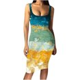 thumbnail image 2 of SMihono Robe Maxi Bohème d'Été pour Femmes Grande Taille Mode Décontractée Manches Courtes Épaules Dénudées Imprimé Col Rond Robe de Plage, 2 of 4