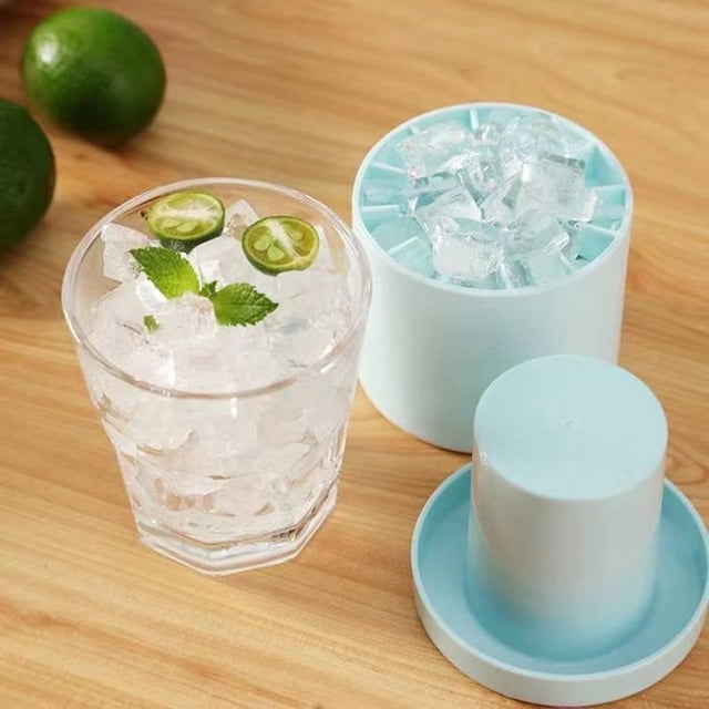 Cubo de cilindro de silicona de molde de cubos de hielo con herramientas de barra de barra de cocina de tapa azul