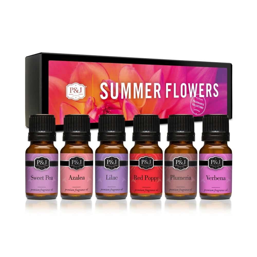 P&J Fragrance Oil Summer Flowers Set of 6 Scented Oil for Soap