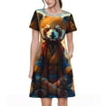 thumbnail image 1 of Easygdp Prairie Meditating Raccoon para Vestido Transpirable de Mujer, Vestido Suelto de Manga Corta con Pliegues y Bolsillos para el Verano, 1 of 6