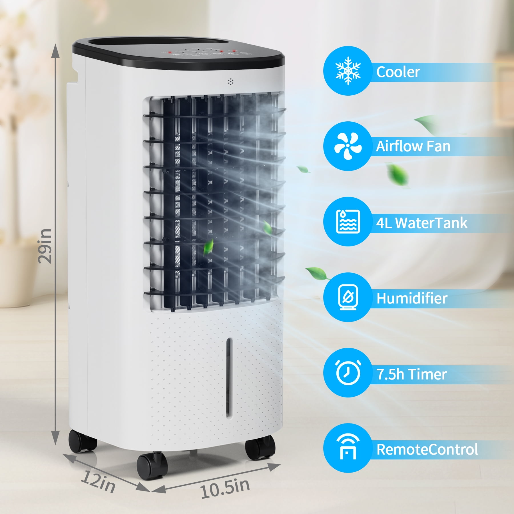 SUGIFT 206 Evaporative Portable Air Cooler Fan & Humidifier, White