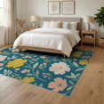 thumbnail image 3 of ODIKA 6'x9' Teal Garden Elegance Floral Design Accent Washable Area Rug Charming Botanical Patterns with Vintage Flair for Family Room, Living Mater Bedroom, Non-Slip, Easy Care, 3 of 7