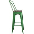 thumbnail image 6 of Emma + Oliver 30"H Green Metal Barstool with Back and Wood Seat, 6 of 7