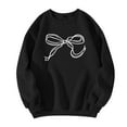 thumbnail image 4 of Holzkary Oversized Sweatshirt for Women Crewneck Bow Print Long Sleeve Pullover Hoodies Tops Fall Fashion Outfits Clothes 2025 Bow Graphic Sweatshirts Pullover Sweatshirts Pullover Tops Black Xl, 4 of 5