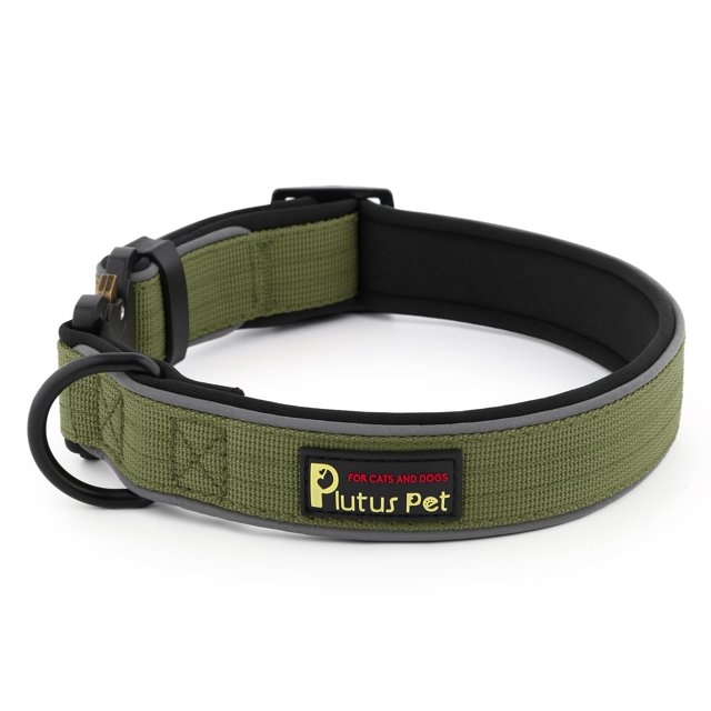 Collar táctico para perros Plutus Pet reflectante ajustable verde L