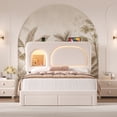 thumbnail image 2 of Hiphuta Queen Size Bed Frame with Storage Headboard and 2 Drawers, Velvet Upholstered Platform Bed with RGB LED and Power Outlets, White, 2 of 8