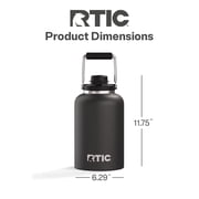 RTIC Outback One Gallon Insulated Ceramic Lined Water Jug, Black