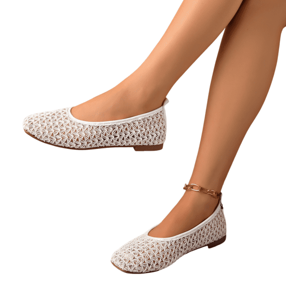 Willtoo Mesh Ballet Flats for Women Hollowed Out Round Toe Comfy Casual Shoes Slip On Soft Sole Summer Flat Shoes