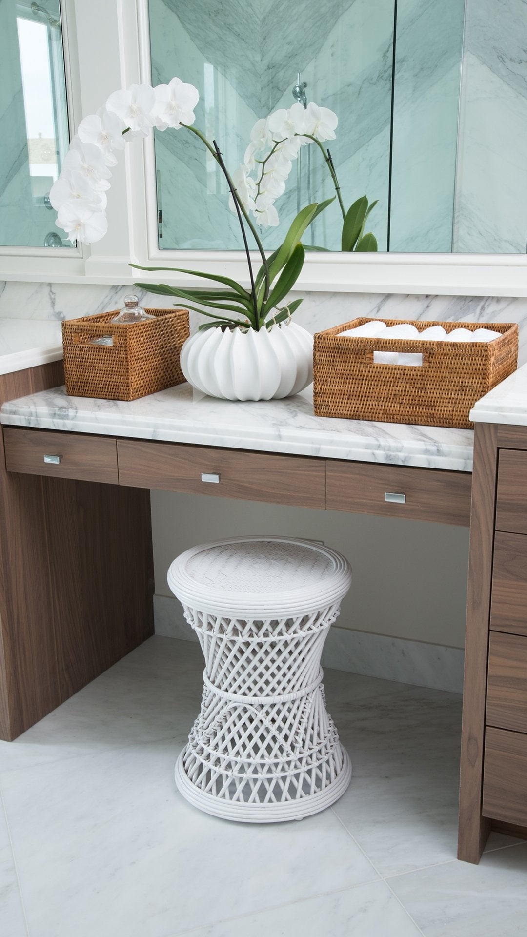Kouboo La Jolla Rattan Shelf Basket with Handles, Honey Brown, Woven Rattan