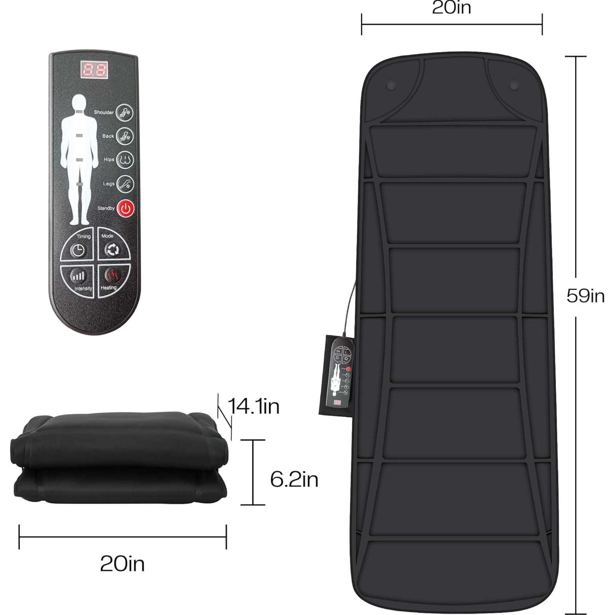 Daretodo Full Body Massage Mat with Heat, Vibration Back Massage Pad, Full Body Massager for Neck Back Pain, Massage Mattress Pad, Gifts for Men Women