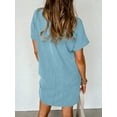 thumbnail image 5 of Chiclily Women's Summer Short Sleeve Dresses Crewneck Ribbed Mini Tshirt Dress, Blue M, 5 of 6