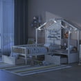 thumbnail image 3 of Harper & Bright Designs Twin Size House Bed with Upholstered Sofa, Solid Wood House Bed Frame with Charging Station, Wireless Charging, Shelves and Two Drawers, White, 3 of 13