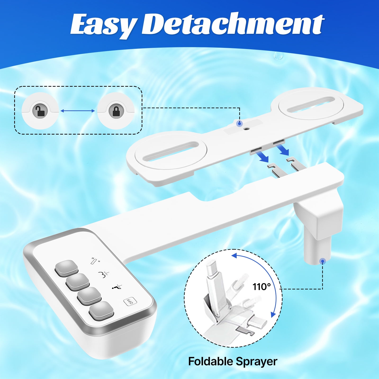 QUITEDEW Bidet Attachment for Toilet,Dual Nozzle,Self Cleaning Non-Electric Dual Nozzle for Frontal & Rear Wash,Independent Adjustable Water Pressure,White