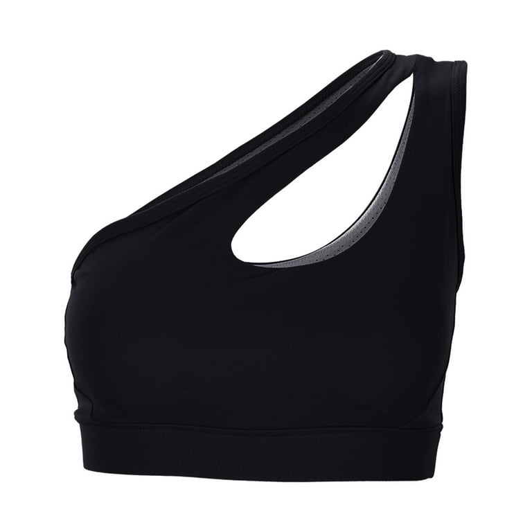 B91xZ Dressy Tops For Women Women's Sports Underwear One Shoulder Vacuous  Vest Gathered Shockproof Running Sports Beautiful Black, XXL 