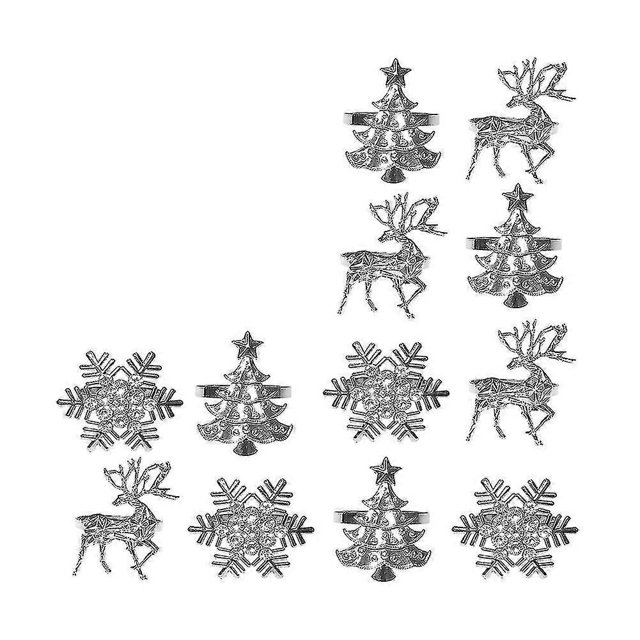 Servilletero navideño, servilletero con forma de copo de nieve y árbol de Navidad para cenas de invierno y