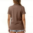 thumbnail image 4 of OIOLOYJM Womens Polo Shirts Business Short Sleeve Golf Shirt Lightweight Collar Work Blouses Tops Soft 3 Buttons Shirt Tops Brown L, 4 of 5