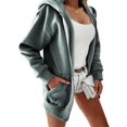 thumbnail image 2 of Solid Color Long Sleeved Hooded Coat Women Casual Zipper Hoodies With Pocket, 2 of 5