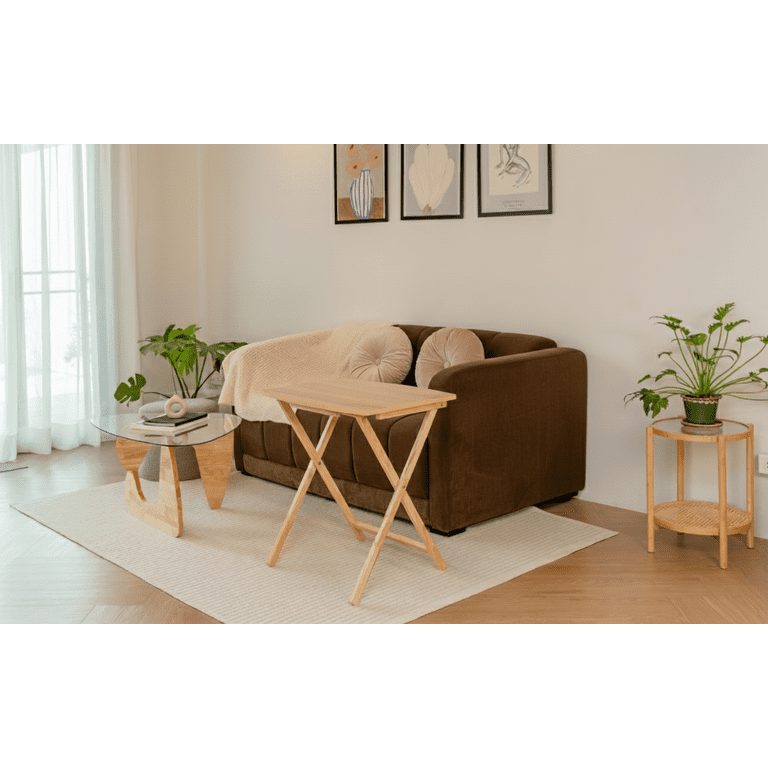Mainstays XL Oversized Rubberwood Folding TV Tray Table, Natural