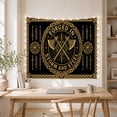 thumbnail image 5 of Heraldic Emblem with Crossed Axes in Golden Sunburst on Black, Dramatic Gothic for Viking Art Lovers, Celtic Knotwork Decor, Housewarming Gift Tapestry Wall Hanging for Bedroom and Living Room, 5 of 7