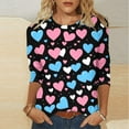thumbnail image 2 of Womens Tops Plus Size Heart 3/4 Sleeve T Shirts for Valentines Cute Crewneck Basic Tee Trendy Tunic, 2 of 5