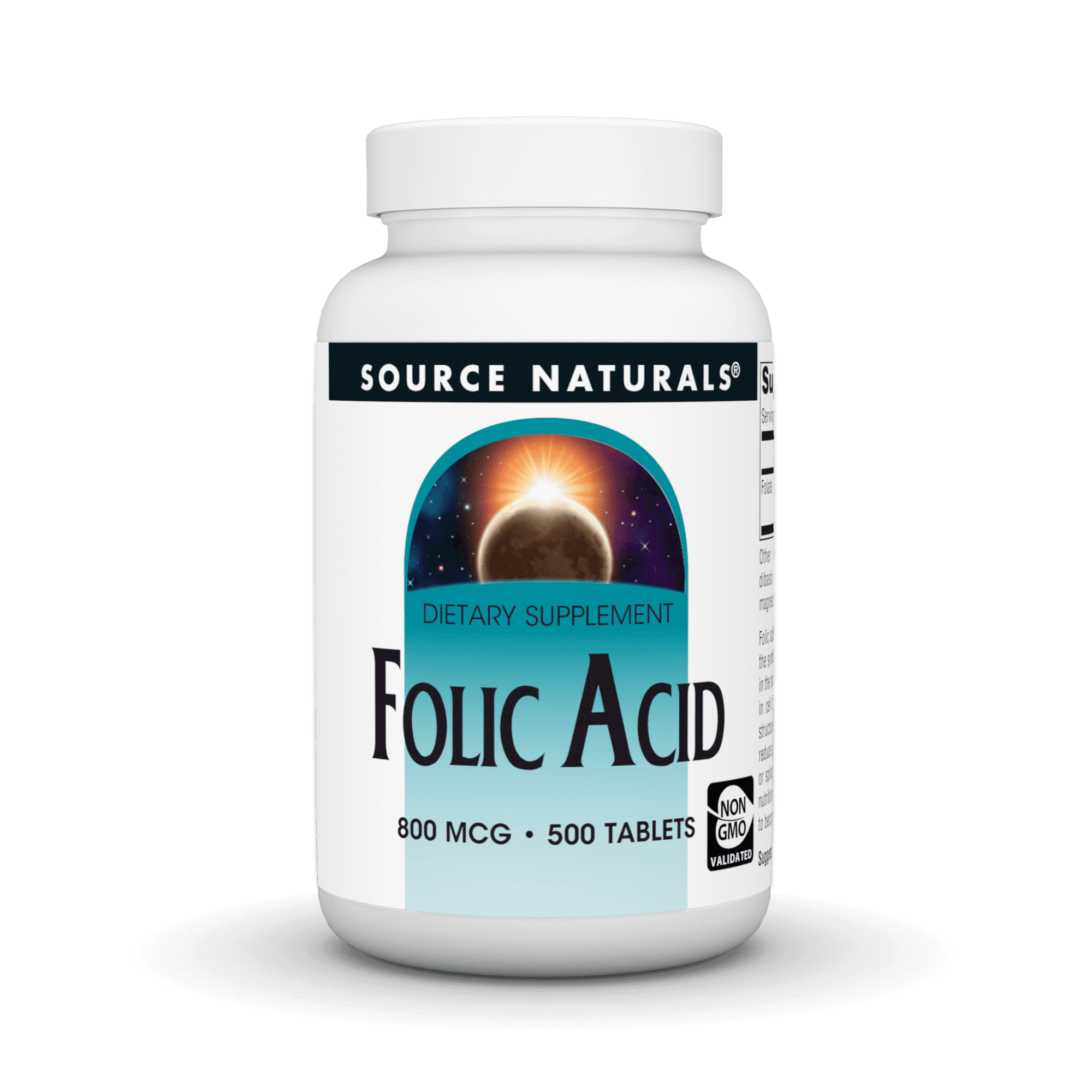 Source Naturals Folic Acid 800 mcg Dietary Supplement - 500 Tablets