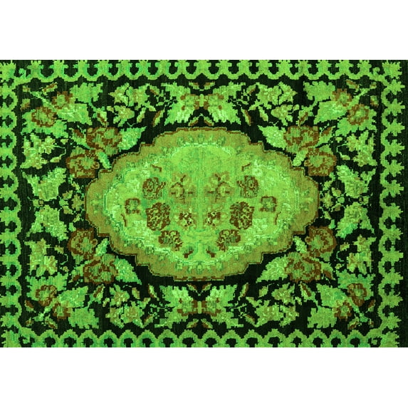 Ahgly Company Indoor Rectangle Medallion Green French Area Rugs, 6' x 9'